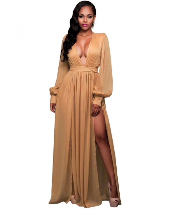 Shimmer Mocha Slit Goddess Dress