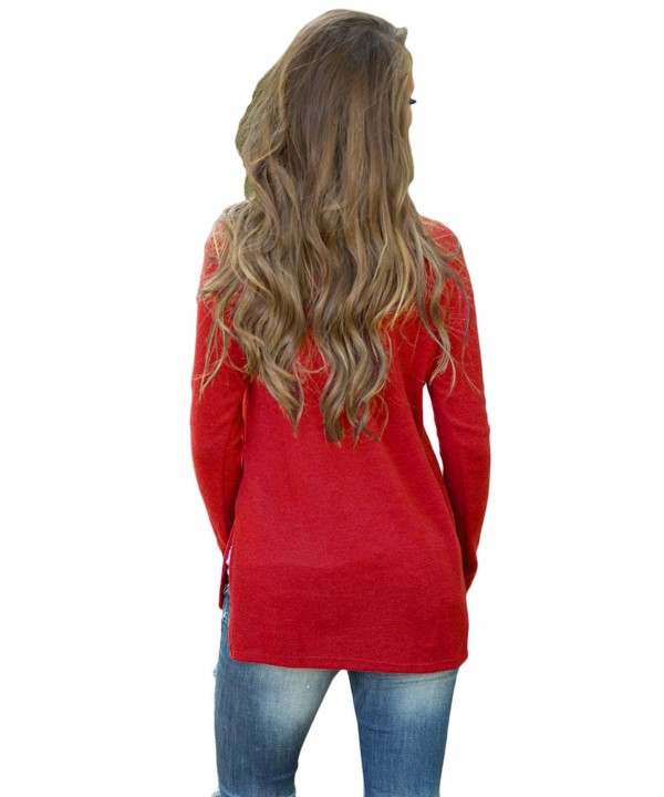 Dark Red Cowboy Fashion Button Detail Sweatshirt