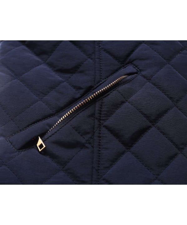 Navy Diamond Plaid Quilted Cotton Jacket