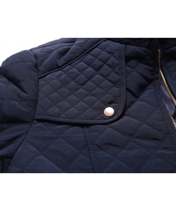 Navy Diamond Plaid Quilted Cotton Jacket