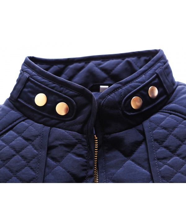 Navy Diamond Plaid Quilted Cotton Jacket