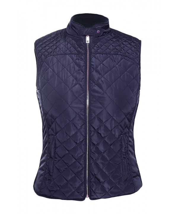 Blue High Neck Diamond Cotton Quilted Vest Coat