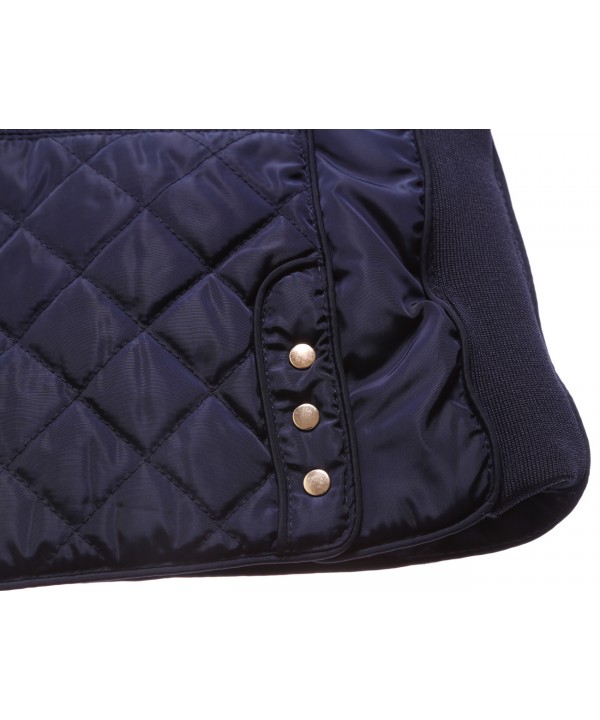 Blue High Neck Diamond Cotton Quilted Vest Coat