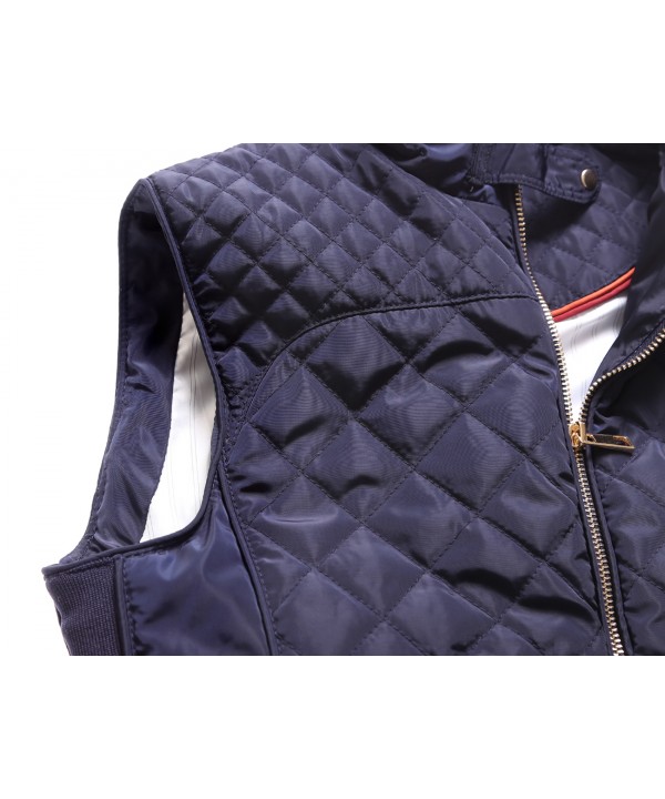 Blue High Neck Diamond Cotton Quilted Vest Coat