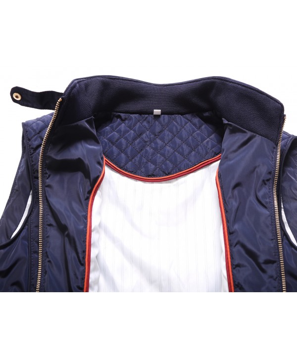 Blue High Neck Diamond Cotton Quilted Vest Coat