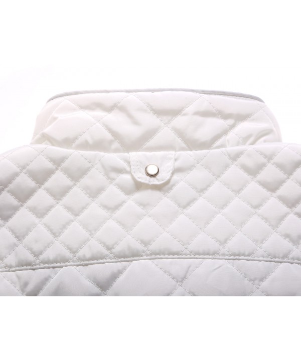 White High Neck Diamond Cotton Quilted Vest Coat