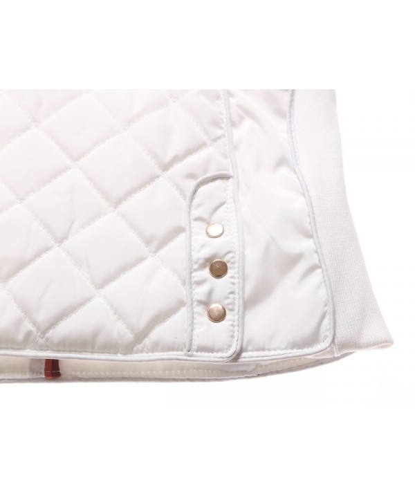 White High Neck Diamond Cotton Quilted Vest Coat