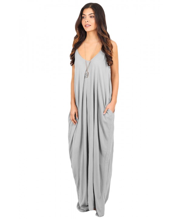 Gray Boho Pocketed Maxi Dress