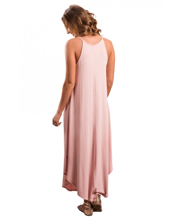 Pink Sexy Chic Sleeveless Asymmetric Trim Maxi Dress