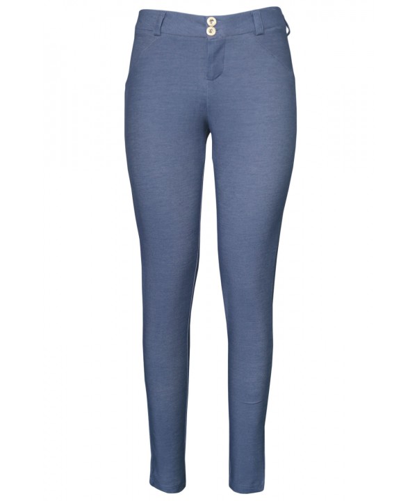 Shaping Effect Skinny Bluish Denim Jersey Pants