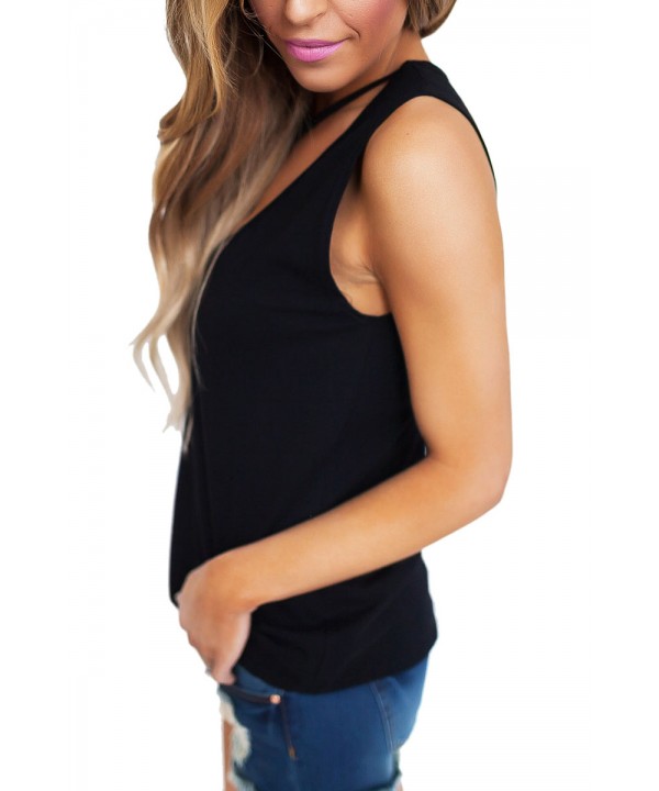 Black T Front Strappy Neck Tank