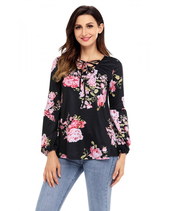 Black Floral Criss Cross Long Sleeve Top