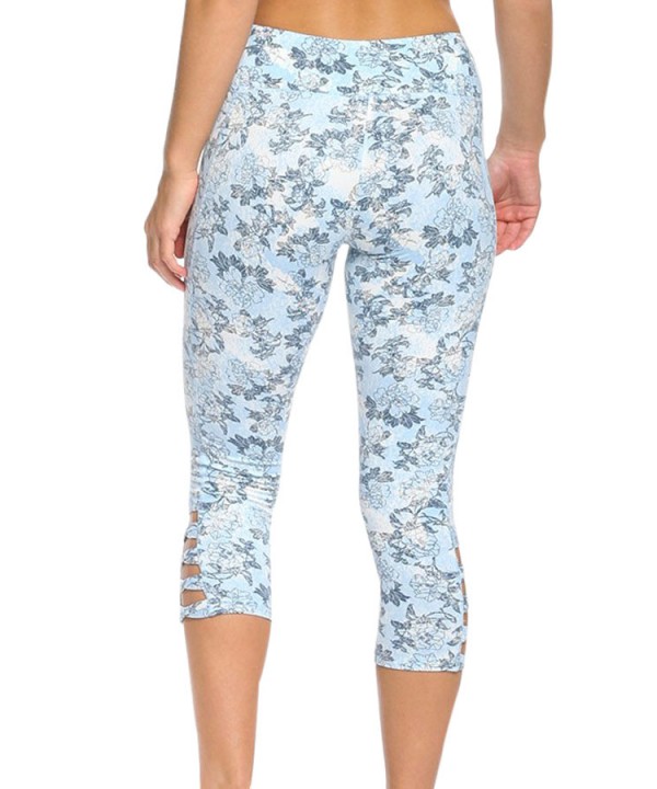 Light Blue Print Crisscross Detail Leggings