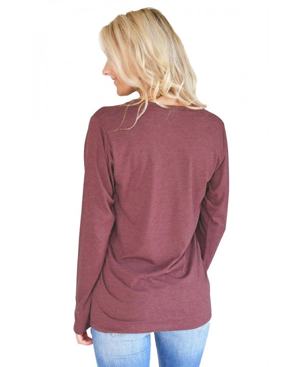 Stylish Letter Print Maroon Long Sleeve Top