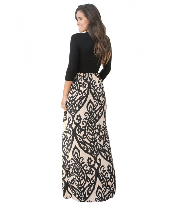 Black Taupe Printed Maxi Dress with Criss Cross Top