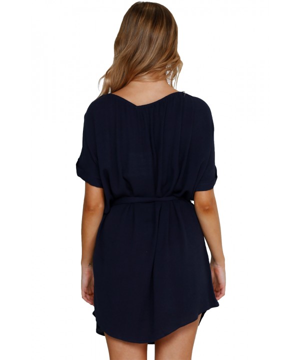 Navy Casual Chic Short Chiffon Dress