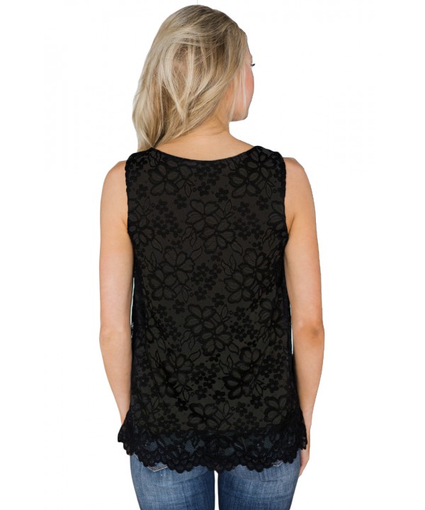 Black Lace Tank Top with Linning