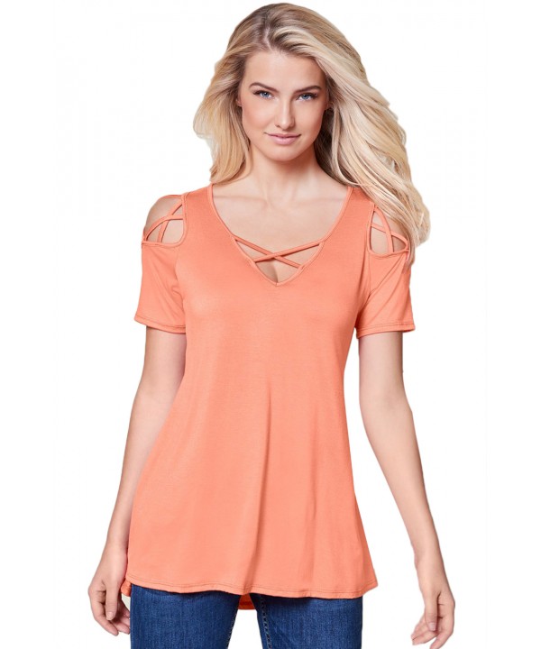 Coral Strappy Cold Shoulder Top