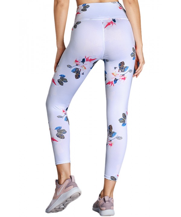 Discrete Print High Waist Sport Leggings in White