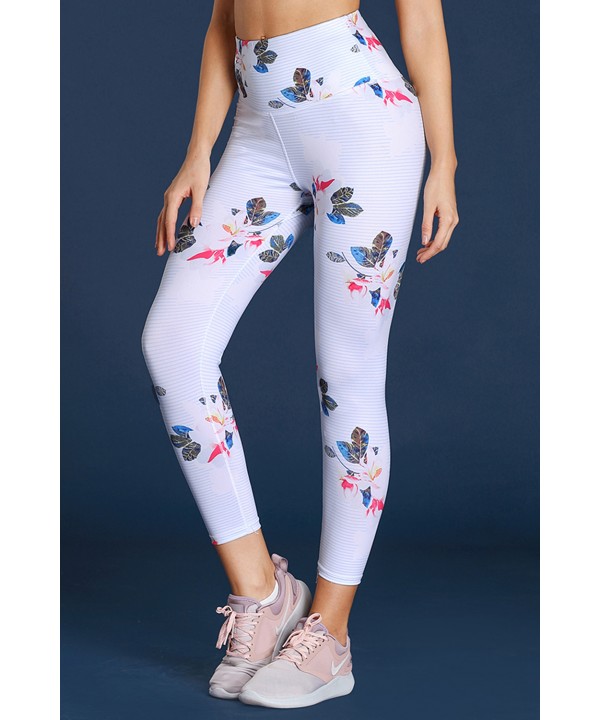 Discrete Print High Waist Sport Leggings in White