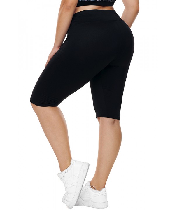 Black Knee Length Plus Size Sports Pants