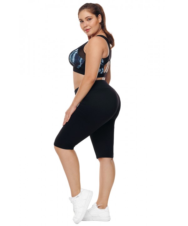 Black Knee Length Plus Size Sports Pants