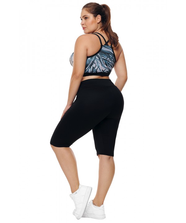 Black Knee Length Plus Size Sports Pants