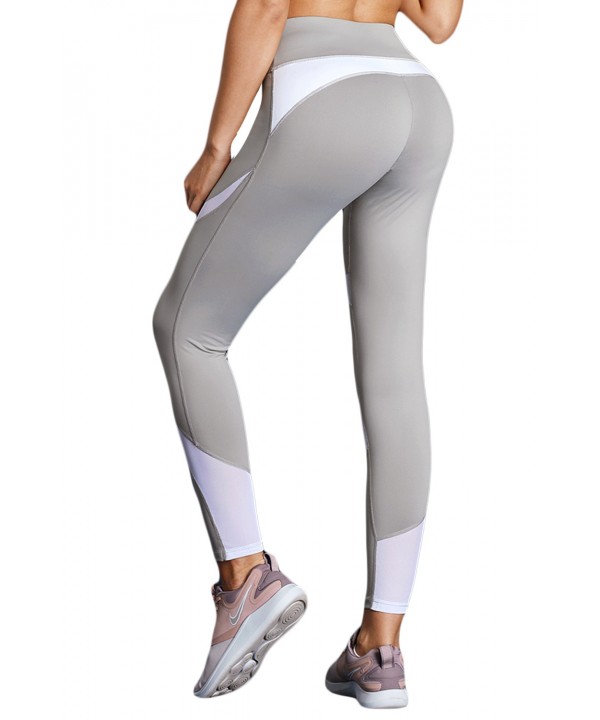 White Gray Patchwork High Waist Gym Leggings