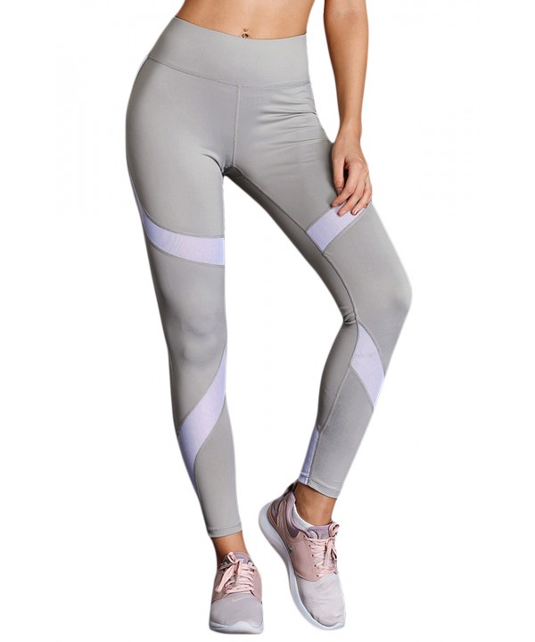 White Gray Patchwork High Waist Gym Leggings