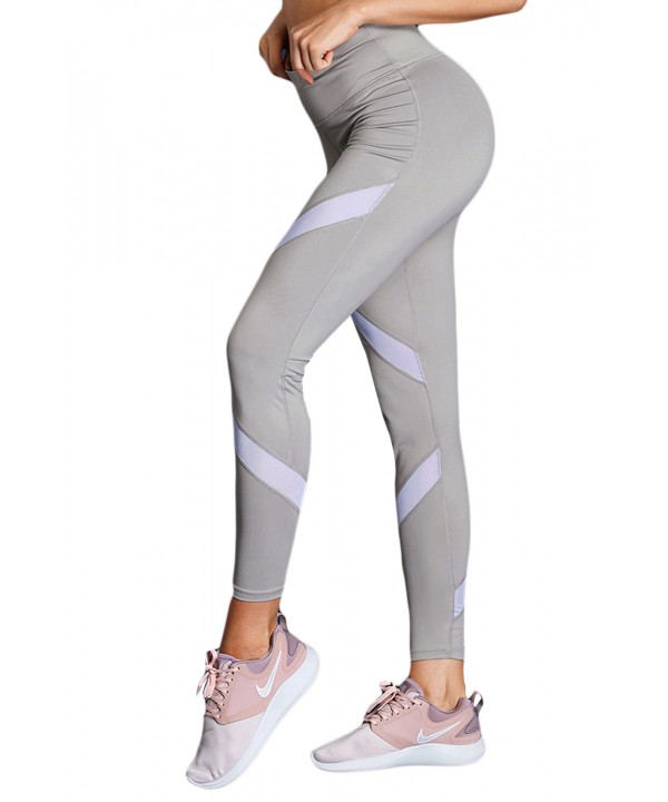 White Gray Patchwork High Waist Gym Leggings