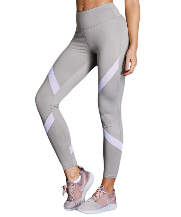 White Gray Patchwork High Waist Gym Leggings