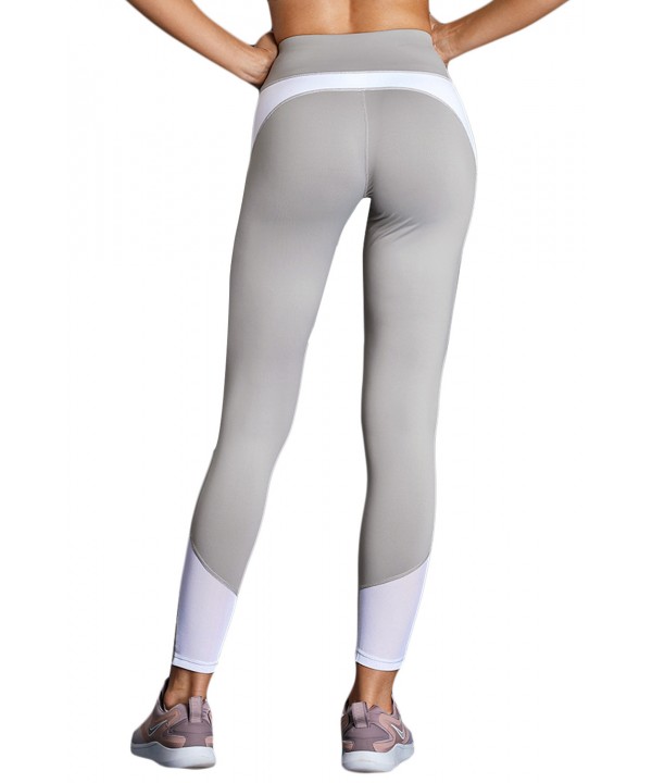 White Gray Patchwork High Waist Gym Leggings