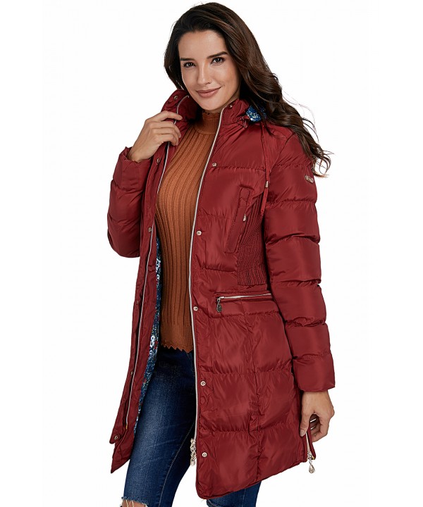 Burgundy Cotton Quilted Longline Hooded Coat