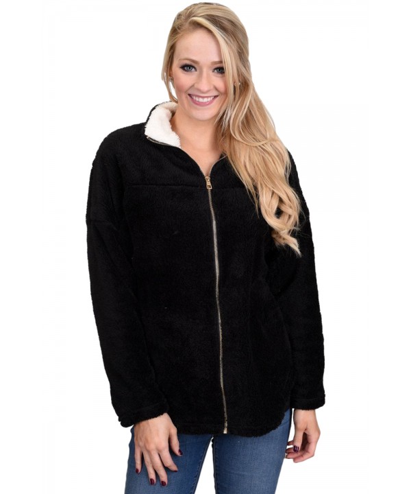 Black Lamb Fleece Zip Down Jacket