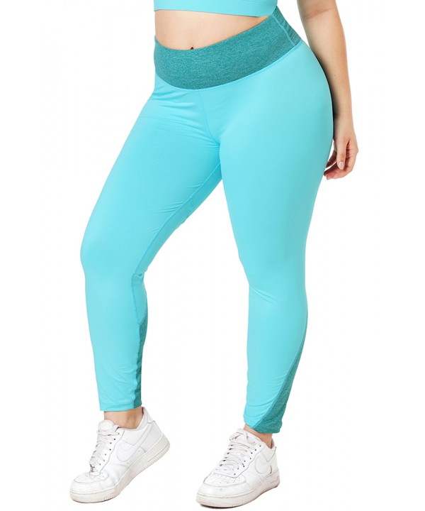 Sapphire Heathered Splice Plus Size Yoga Pants